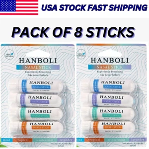 New Nasal Stick Pack OF 8 Enhance Breathing + Boost Focus Breathe Vapor HANBOLI" - Picture 1 of 5
