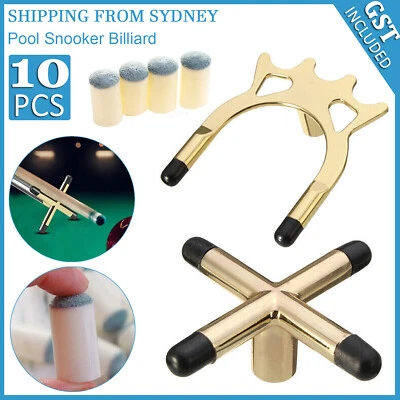 Pool Snooker Billiard Table Cue rest cross And spider jigger brass Set Cue Tips - image 1 of 4