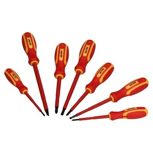 VDE Isolierter Elektriker Elektro Schraubendreher Set Pozi und Flachkopf 7tlg - Bild 1 von 3