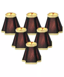 Set of 6 Black with Gold Liner Chandelier Clip-On Lampshade 2x5x5 - Picture 1 of 8