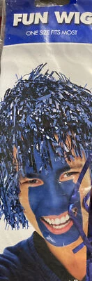 Peluca de fiesta de oropel azul discoteca azul disfraz de Halloween deportes puerta trasera peluca azul Foto 1 de 2