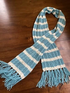 GAP Schal Vintage Y2K Wollmischung klassisch adrett blau & weiß gestreift mit Pailletten! - Bild 1 von 8