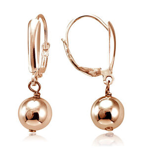 Rose Gold Tone over Sterling Silver Dangling Bead Earrings
