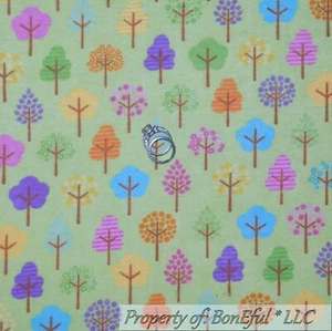 BonEful Fabric FQ Flannel Cotton Quilt Green Tree Scenic Stripe Pink Flower Sale - Picture 1 of 12