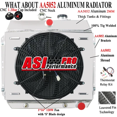 FIT 49~54 CHEVY BEL AIR FLEETLINE STYLELINE DELUXE V8 4 CORE RADIATOR+SHROUD FAN - Изображение 1 из 4
