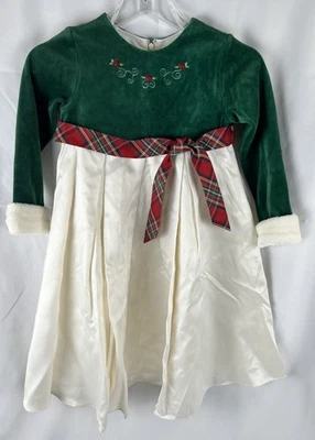 Vestido American Girl Bitty Baby Talla 5 Evergreen A Juego Vacaciones/Navidad Foto 1 de 4