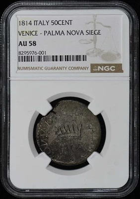 1814 ITALY VENICE - PALMA NOVA SIEGE 50CENT NGC AU58 - Image 1 of 2