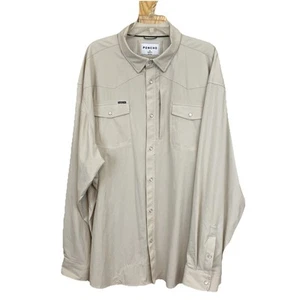 Poncho Uomo Western Pearl Snap Ventilato Manica Lunga Vestibilità Regolare Camicia Beige 3XL - Foto 1 di 11
