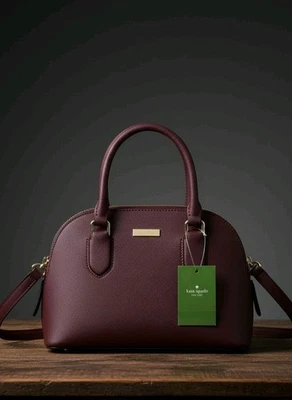 NEW Kate Spade Reiley Laurel Way Domed Leather Satchel Crossbody Burgundy NWT - Image 1 of 3