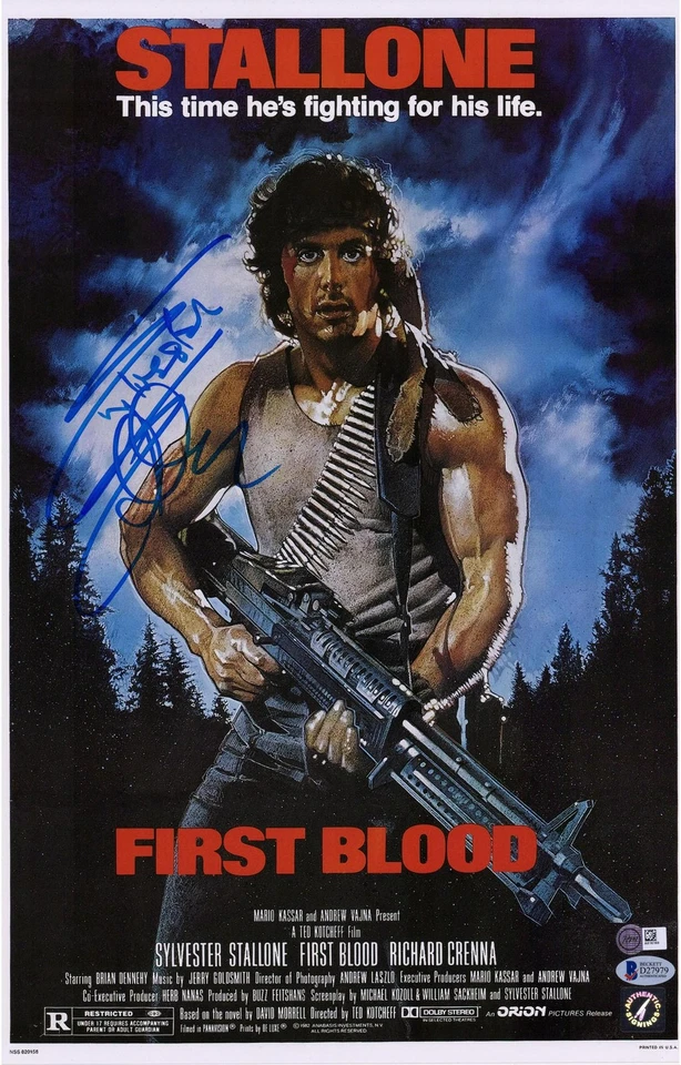 Sylvester Stallone Rambo First Blood signiert 12" x 18" Filmplakat - Beckett - Bild 1 von 1