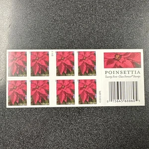 #4816 Poinsettia Christmas Forever Stamp Booklets Of 20 - Picture 1 of 2