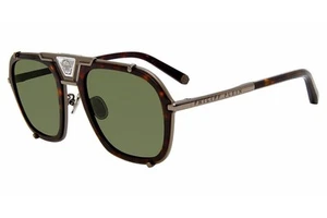 PHILIPP PLEIN SPP010M 584Y Sunglasses Gunmetal Havana Frame Green Lenses 55mm - Picture 1 of 6