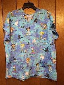 Vintage Halloween Scrub Top Size Large  - Picture 1 of 10