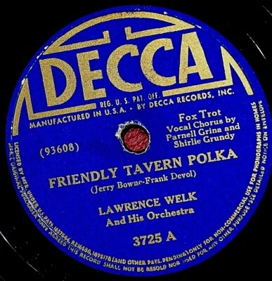 Lawrence Welk Friendly Tavern Polka 78 PLAY GRADED Fully Tested - Image 1 of 4