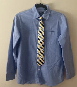 Chaps Boys Large 14/16 Shirt & Tie Set Stretch BlueW/ Yellow/Blue Clip On - Picture 1 of 7