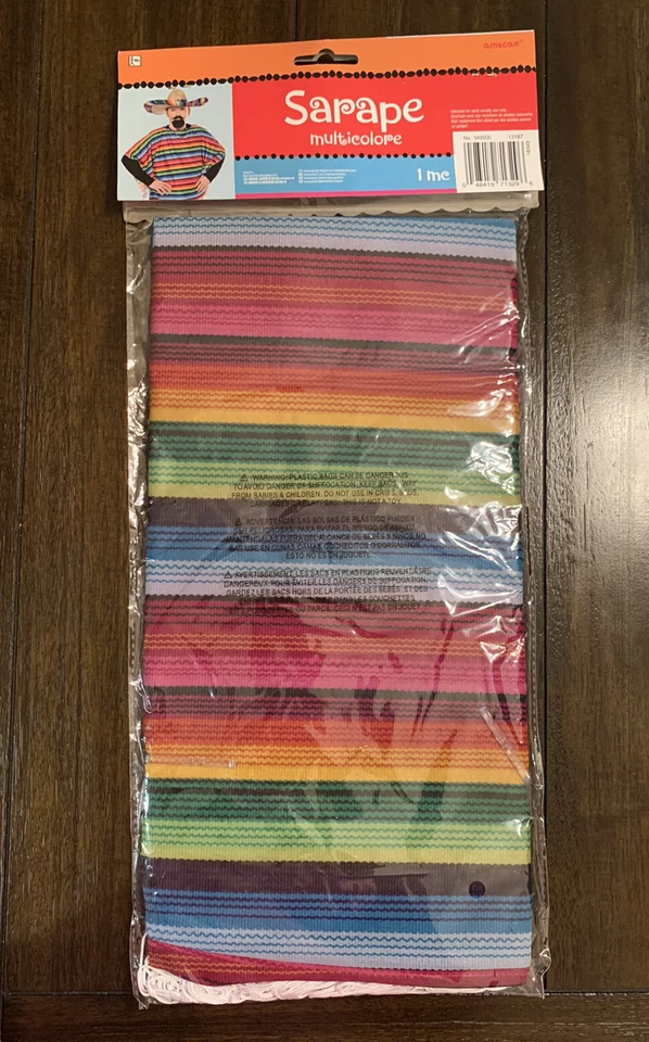 NEW Mens Mexican Hispanic Serape Poncho Halloween Adult Costume Cinco De Mayo - Image 1 of 4