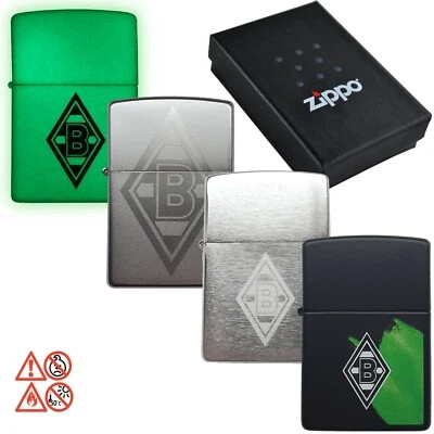ZIPPO Borussia Mönchengladbach Feuerzeug Glow in the Dark Chrom Schwarz VfL BMG