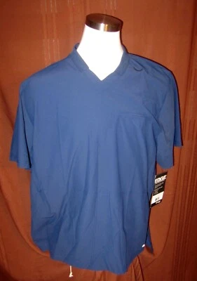 Grey's Anatomy Edge Adult V-neck Collar Pullover Scrub Top, 3 Pckt Blue, XL, New - Image 1 of 4