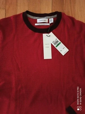 Calvin Klein Men's Sweater Red Pull Over Large European Yarn New Retail $98 - Image 1 of 3