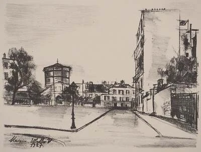 Maurice UTRILLO : Rue de l'Abreuvoir, Lithographie originale signée - Photo 1/4