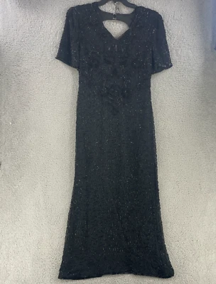 Vtg Scala Maxi dress Sequin Sz M/L * Silk  Formal Evening Party Glam 90s Black - Image 1 of 4