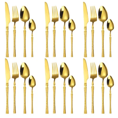 6 Personen Edelstahl Besteckset  24 teiliges Besteck Set mit Messer Gabel Löffel - Bild 1 von 4