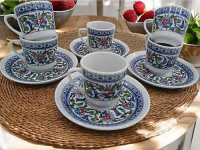 Juego de 6 tazas de café Kutahya porcelana Topkapi Estambul turco griego árabe Foto 1 de 4
