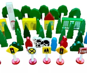 Wooden Railway Thomas Train Compatible Trees Buildings Signs Accessories Lot - Picture 1 of 8