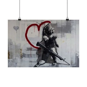 Banksy-Style Angel with AR-15 Heart Graffiti Poster - Street Art - Picture 1 of 9