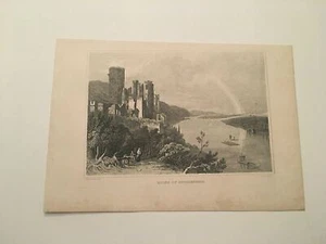 KP14) Vista de Ruinas del Castillo de Stolzenfels Coblenza Alemania 1887 Grabado - Imagen 1 de 1