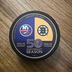 N.Y. Islanders UBS Arena Match Puck Vs Boston Bruins, January 18, 2023 - Picture 1 of 2