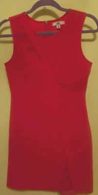 YA LOS ANGELES Women M Red Sheath Dress Cotton Blend Zipper Back Stretch - Изображение 1 из 4