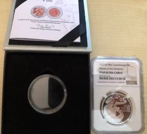 Luxembourg 2023 25E Heroes of Pandemic COVID NGC PF69 UC - Picture 1 of 2