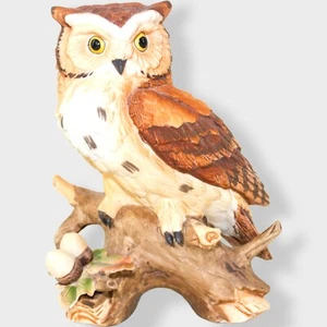 Rama de porcelana bisque búho cornudo Lefton China 1983 pintada a mano vintage #03999 - Imagen 1 de 11