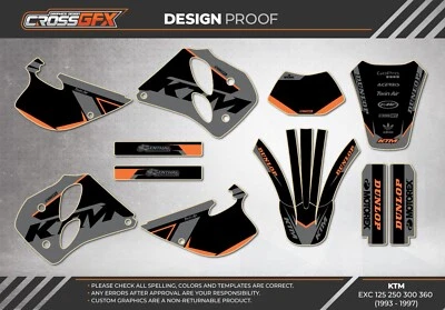 1993 1994 1995 1996 1997 Graphics Kit for KTM EXC 125 250 300 360 Decals Sticker - Изображение 1 из 4