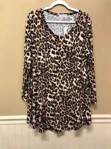 Larace Animal Print Long Sleeve Blouse Size 2X NWT - Picture 1 of 6