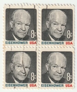 1970-1 U.S. 8c Eisenhower COIL block of 4 CP Sc#1402 - Picture 1 of 1