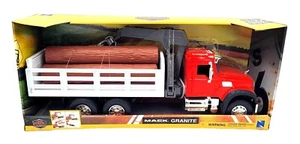 New Ray 17126 1:18 Mack Granite Log Truck with Crane Long Haul Trucker Red - Picture 1 of 6