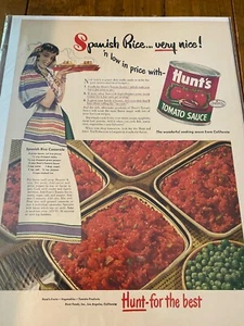 Vintage 1948 Hunt's Tomato Sauce Spanish Rice Very Nice Pretty Girl ad - Picture 1 of 1
