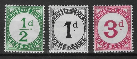 BARBADOS 1934-47 POSTAGE DUES SET (3) MH. SG. D1 - D3.  (7050) Cover