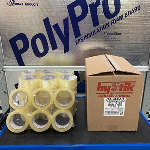 Case of HyStik 2" Tape 752 1.6 Mil Production Grade Acrylic Packing  (36 rolls) - Picture 1 of 5