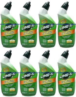 ( 8 ) Lime-x Liquid Toilet Bowl Gel Cleaner, Removes Lime Calcium Rust 16 oz Ea - Image 1 of 4