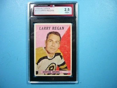 1958/59 TOPPS NHL HOCKEY CARD #10 LARRY REGAN KSA 2.5 GD+ BOSTON BRUINS TOPPS - Image 1 of 4