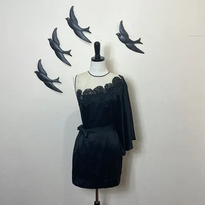 Yoana Baraschi Black One Shoulder Silk Cocktail Dress   - Size XS - Image 1 of 4