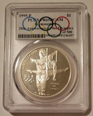PCGS 1995 P Olympics Gymnastics Commemorative Silver Dollar Proof PR69 DCAM - Image 1 of 2