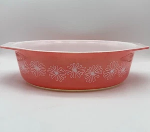 Vintage Pyrex Rosa Gänseblümchen 2-1/2 Quart Oval Auflaufform #042 OHNE DECKEL - Bild 1 von 13