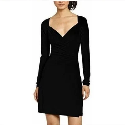 Nuevo con etiquetas Vestido Norma Kamali Negro Sweetheart Envolvente Clásico Minimalista Trabajo Talla L 12 Foto 1 de 4