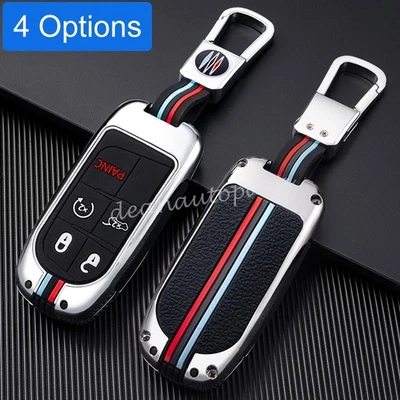 For Jeep Grand Cherokee Renegade Dodge Dart Metal Car Key Fob Chain Case Cover - Image 1 of 4