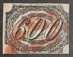 BRASILE 1844-1846 Usato 600 Reis Nero Michel #10 CV €3000 FIRMATO PFENNIGER - Foto 1 di 2