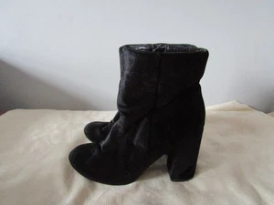 Damen Stiefel Atmosphere Schwarz Velour Samt Stiefeletten UK Größe 6 EU 39 - Bild 1 von 5